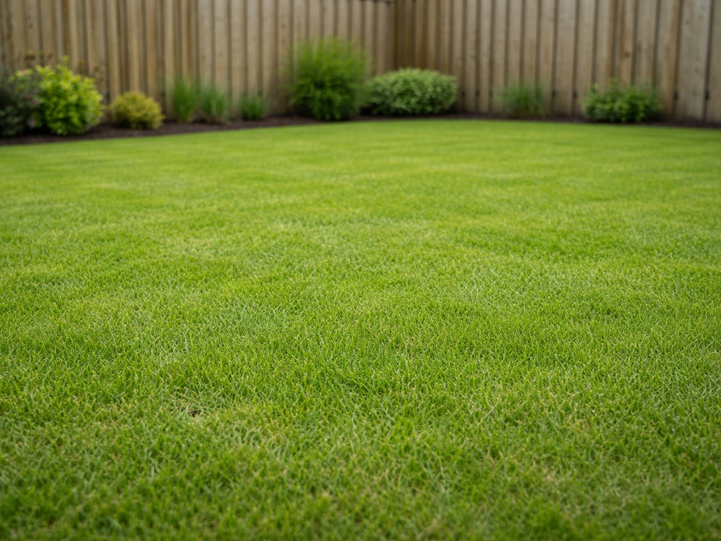 Nieuwe, gelijkmatige grasmat op een net aangelegd grasveld in een Nederlandse tuin.