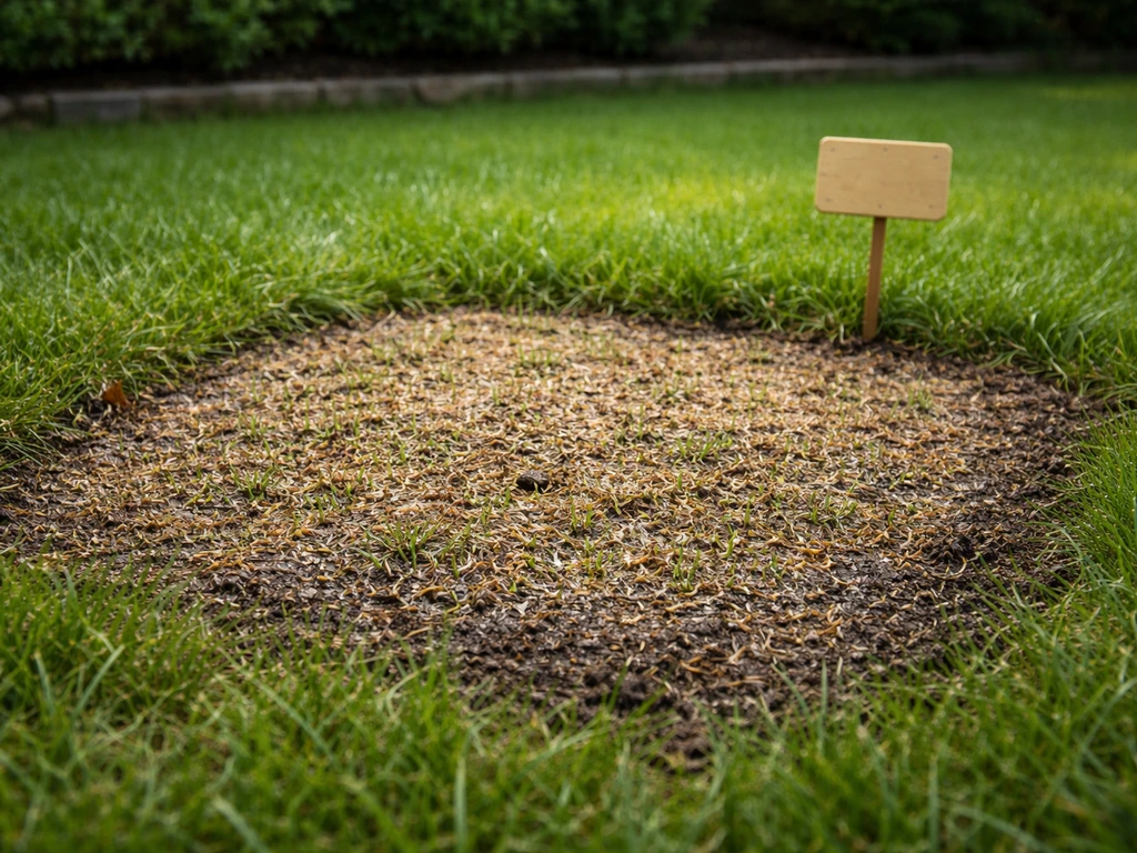 Vers ingezaaide herstelplek met licht beregende graszoden, afgedekt en zichtbaar gemarkeerd met niet-betreden