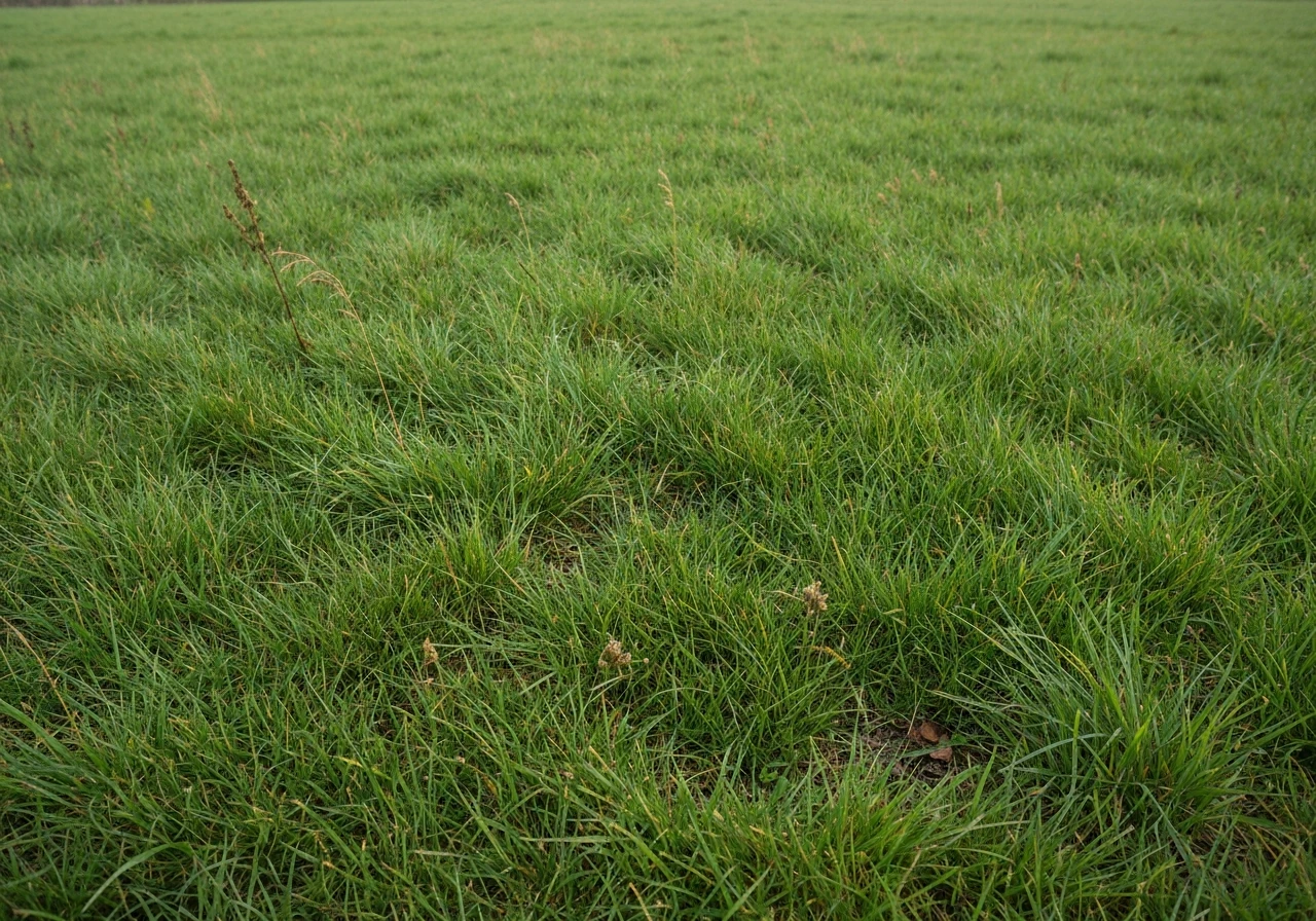 Nederlands gazon met geelbruine droogtestroken naast nog groen gras tijdens een droge periode.